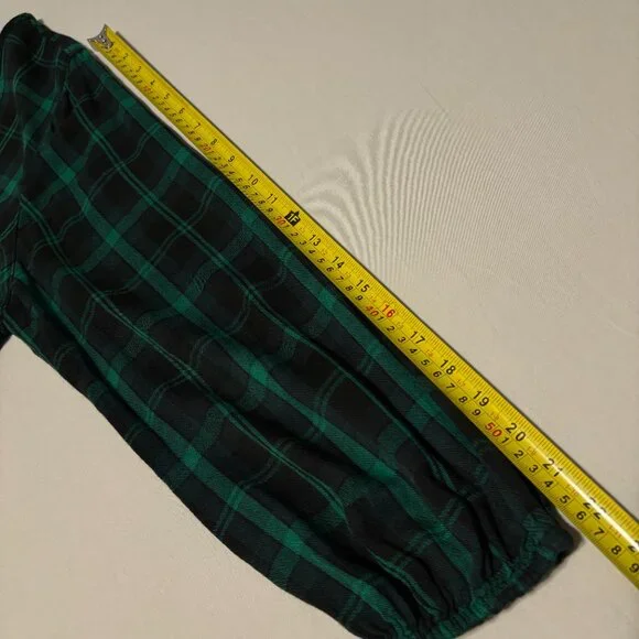 Cato EST 1946 Green Black Plaid Rayon‎ Blouse 18/20W Crisscross Neck Top LS - Picture 10 of 11